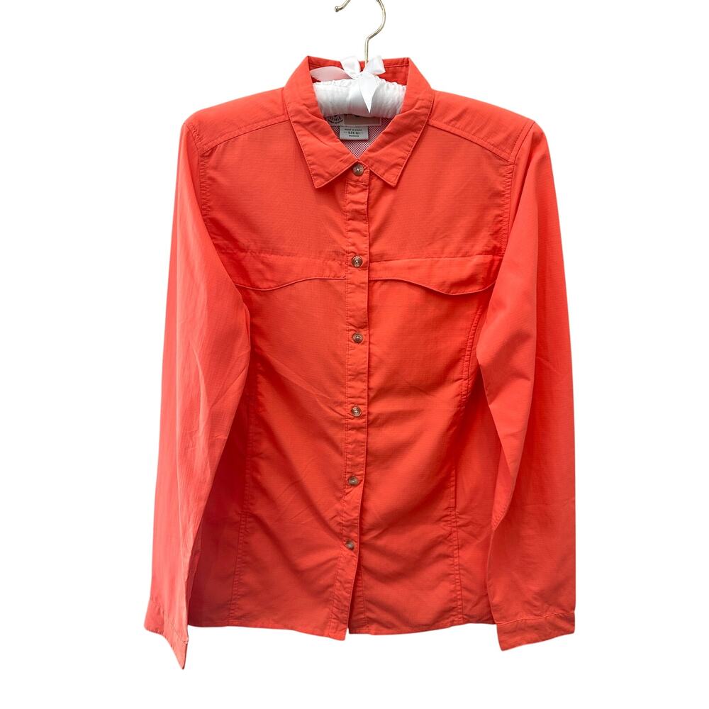 EXOFFICIO Orange Gorpcore Hiking Safari Button Front Insect Shield Shirt | Small
